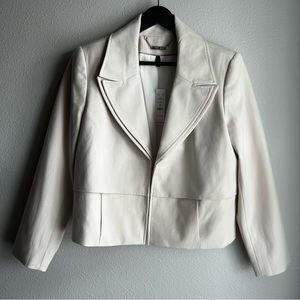 White House Black Market pleat back beige jacket 14 NWT